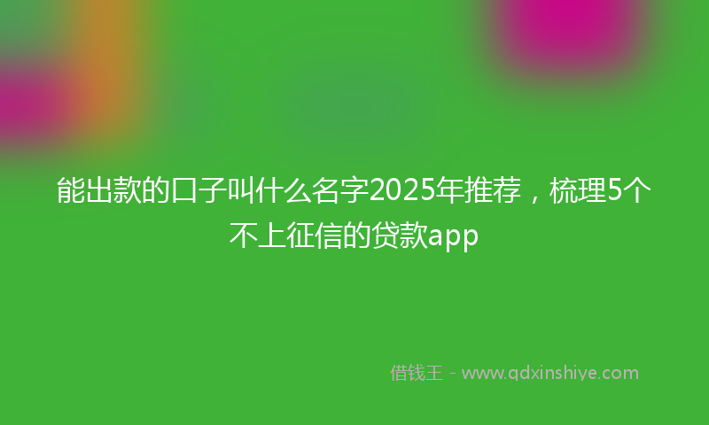 能出款的口子叫什么名字2025年推荐，梳理5个不上征信的贷款app