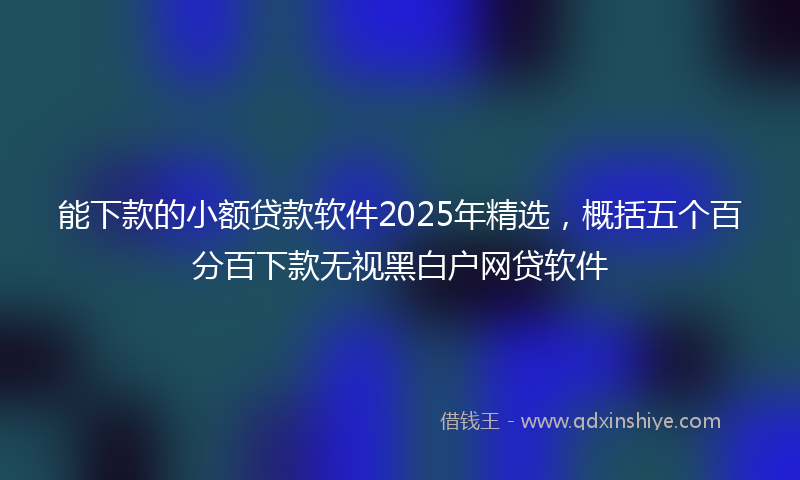 能下款的小额贷款软件2025年精选，概括五个百分百下款无视黑白户网贷软件