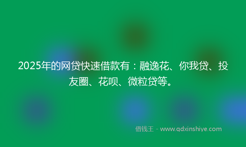 2025年的网贷快速借款有：融逸花、你我贷、投友圈、花呗、微粒贷等。