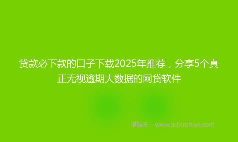贷款必下款的口子下载2025年推荐，分享5个真正无视逾期大数据的网贷软件