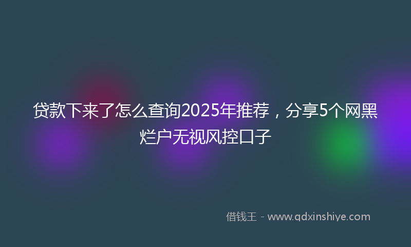 贷款下来了怎么查询2025年推荐，分享5个网黑烂户无视风控口子