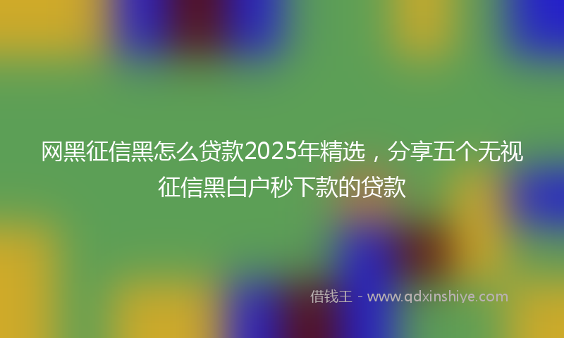 网黑征信黑怎么贷款2025年精选，分享五个无视征信黑白户秒下款的贷款
