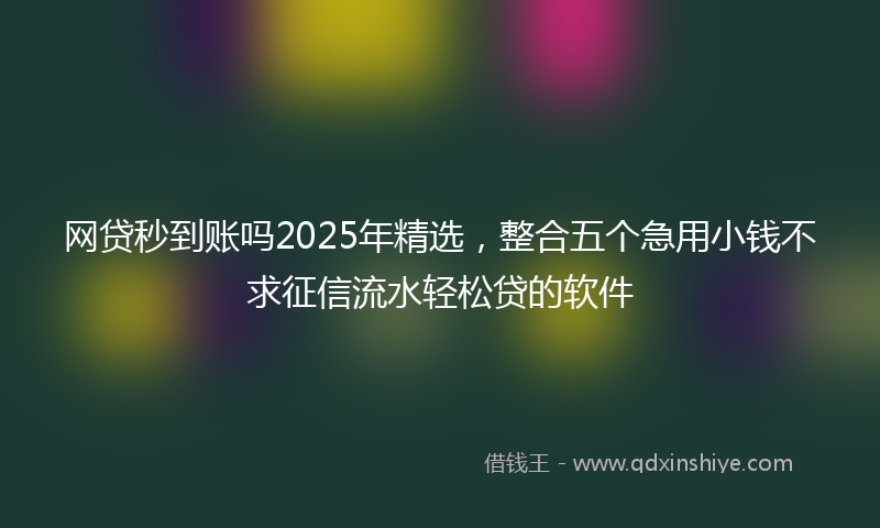网贷秒到账吗2025年精选，整合五个急用小钱不求征信流水轻松贷的软件
