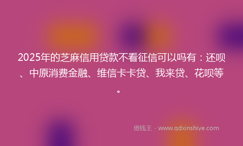 2025年的芝麻信用贷款不看征信可以吗有：还呗、中原消费金融、维信卡卡贷、我来贷、花呗等。