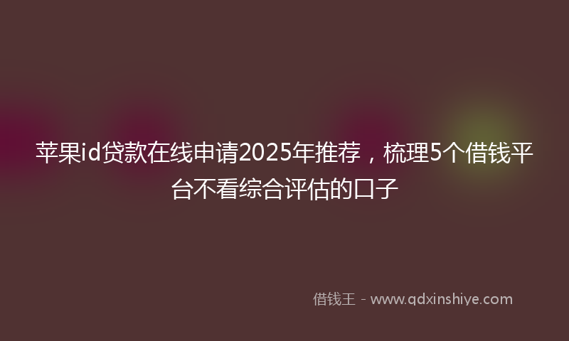 苹果id贷款在线申请2025年推荐，梳理5个借钱平台不看综合评估的口子