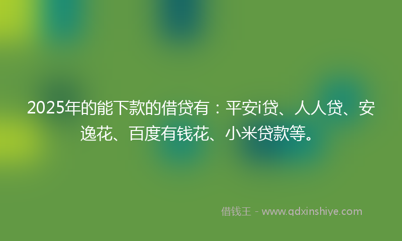 2025年的能下款的借贷有：平安i贷、人人贷、安逸花、百度有钱花、小米贷款等。