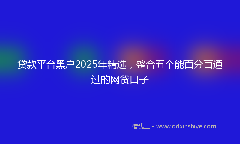 贷款平台黑户2025年精选，整合五个能百分百通过的网贷口子