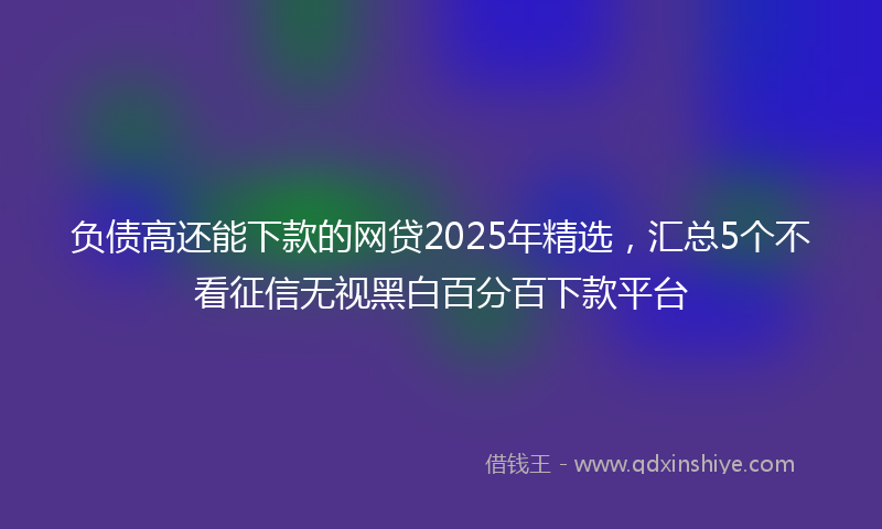 负债高还能下款的网贷2025年精选，汇总5个不看征信无视黑白百分百下款平台
