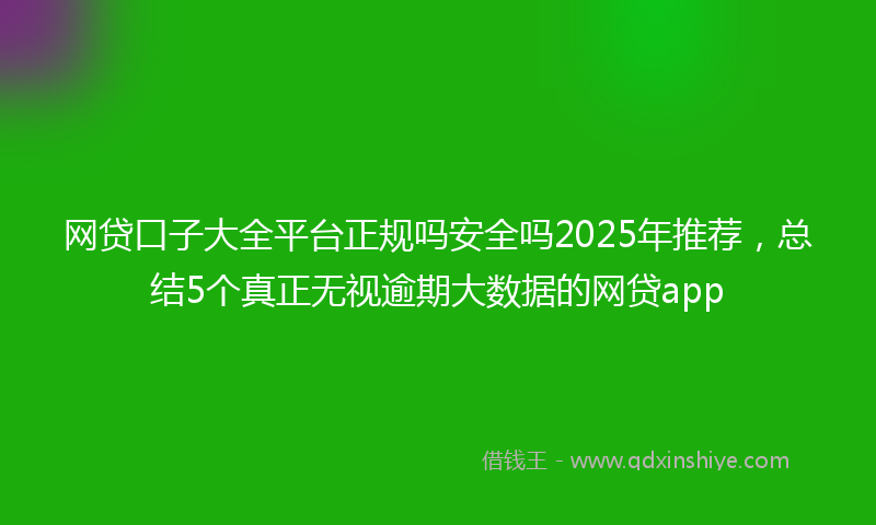 网贷口子大全平台正规吗安全吗2025年推荐，总结5个真正无视逾期大数据的网贷app
