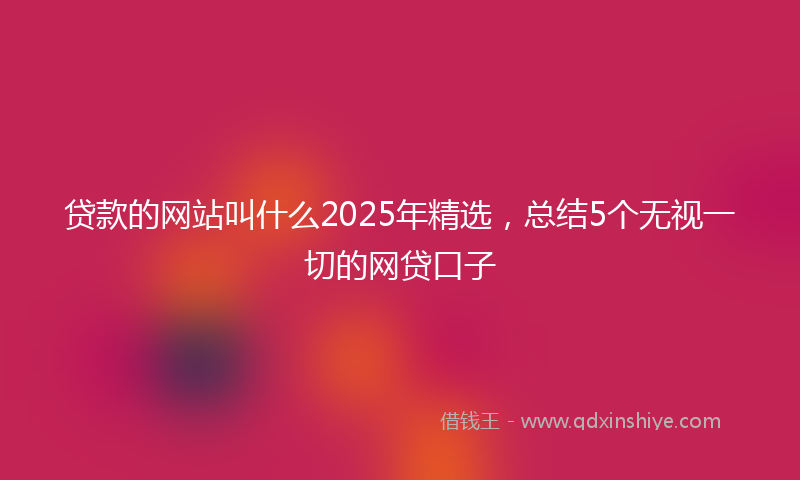 贷款的网站叫什么2025年精选，总结5个无视一切的网贷口子