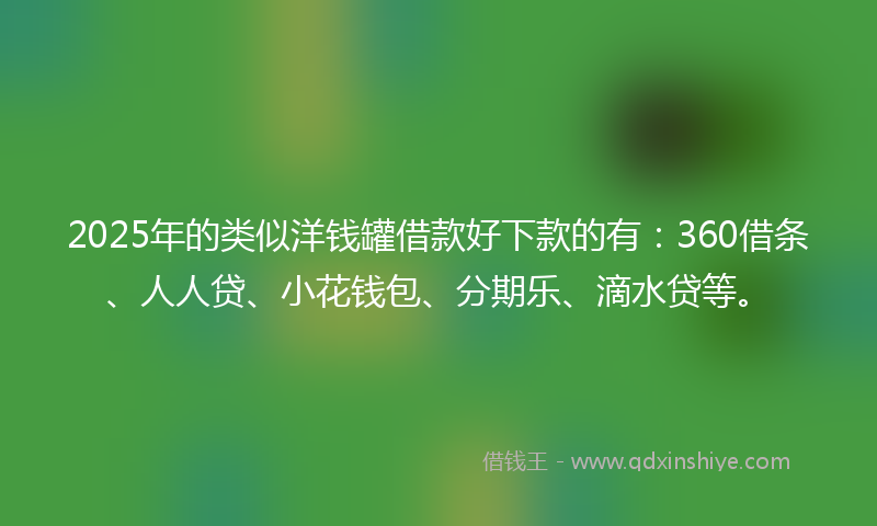 2025年的类似洋钱罐借款好下款的有：360借条、人人贷、小花钱包、分期乐、滴水贷等。
