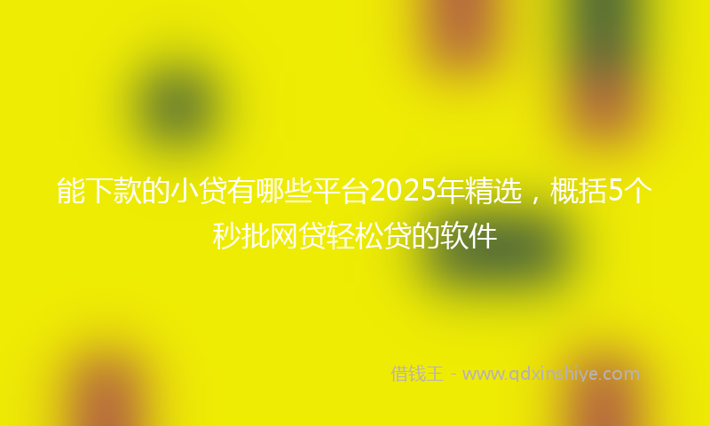 能下款的小贷有哪些平台2025年精选，概括5个秒批网贷轻松贷的软件