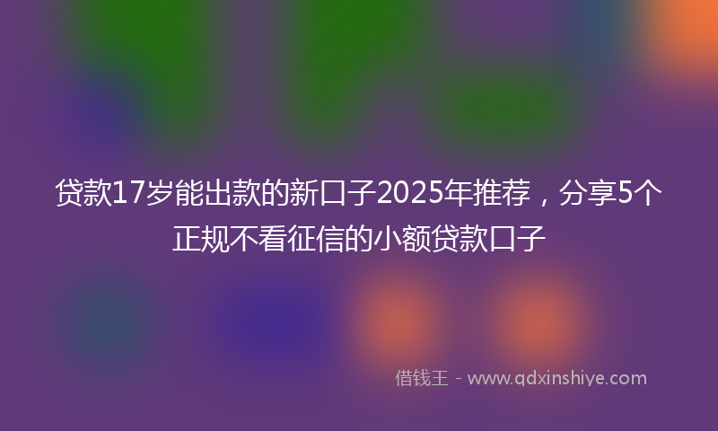 贷款17岁能出款的新口子2025年推荐，分享5个正规不看征信的小额贷款口子