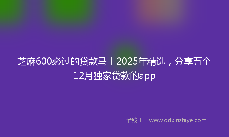 芝麻600必过的贷款马上2025年精选，分享五个12月独家贷款的app