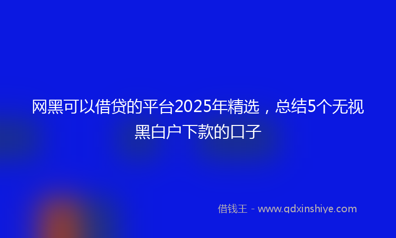 网黑可以借贷的平台2025年精选，总结5个无视黑白户下款的口子