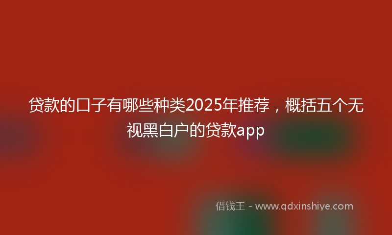 贷款的口子有哪些种类2025年推荐，概括五个无视黑白户的贷款app