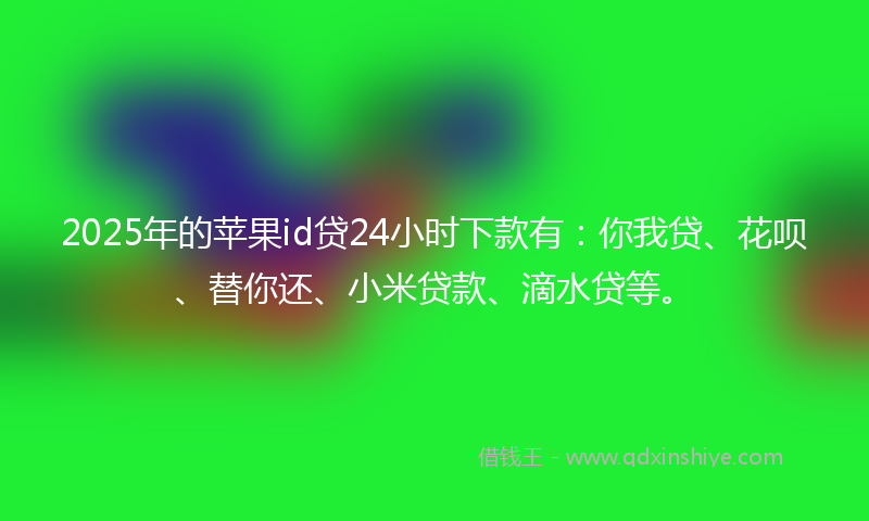 2025年的苹果id贷24小时下款有：你我贷、花呗、替你还、小米贷款、滴水贷等。