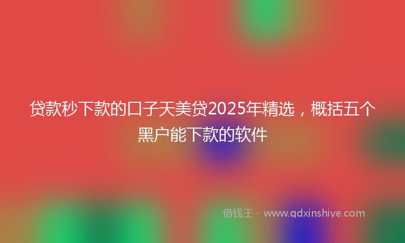 贷款秒下款的口子天美贷2025年精选，概括五个黑户能下款的软件