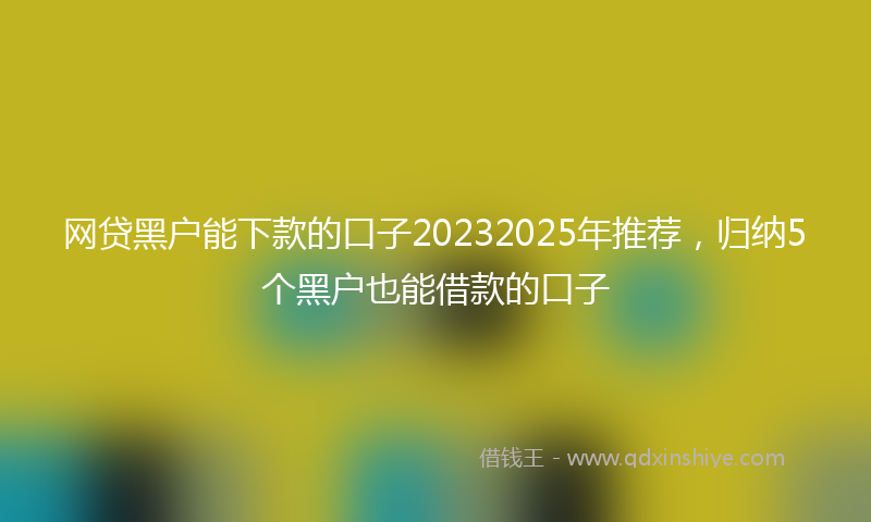 网贷黑户能下款的口子20232025年推荐，归纳5个黑户也能借款的口子