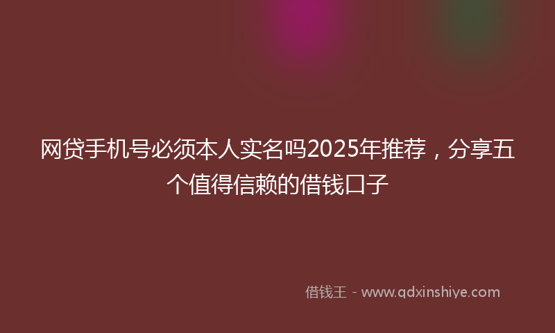 网贷手机号必须本人实名吗2025年推荐，分享五个值得信赖的借钱口子