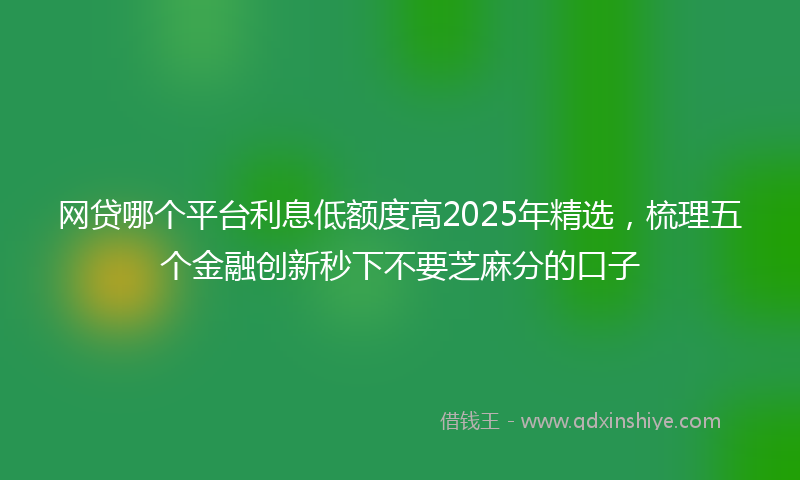 网贷哪个平台利息低额度高2025年精选，梳理五个金融创新秒下不要芝麻分的口子