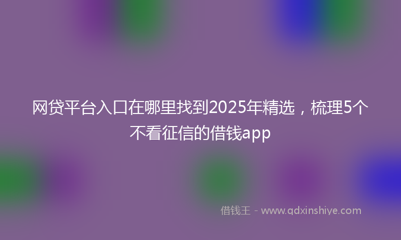 网贷平台入口在哪里找到2025年精选，梳理5个不看征信的借钱app