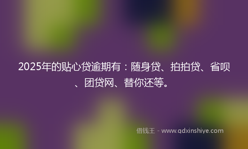 2025年的贴心贷逾期有：随身贷、拍拍贷、省呗、团贷网、替你还等。