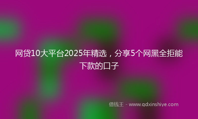网贷10大平台2025年精选，分享5个网黑全拒能下款的口子