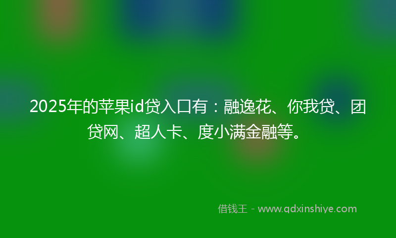 2025年的苹果id贷入口有：融逸花、你我贷、团贷网、超人卡、度小满金融等。