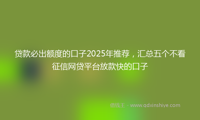 贷款必出额度的口子2025年推荐，汇总五个不看征信网贷平台放款快的口子
