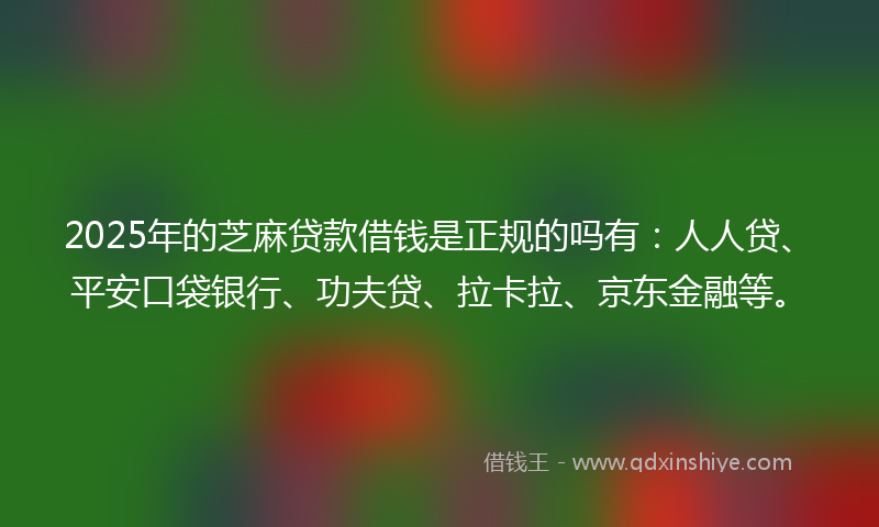 2025年的芝麻贷款借钱是正规的吗有：人人贷、平安口袋银行、功夫贷、拉卡拉、京东金融等。