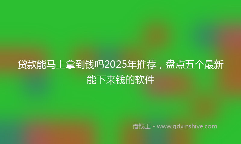 贷款能马上拿到钱吗2025年推荐，盘点五个最新能下来钱的软件