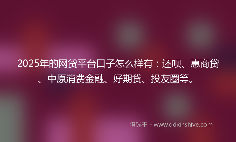 2025年的网贷平台口子怎么样有：还呗、惠商贷、中原消费金融、好期贷、投友圈等。