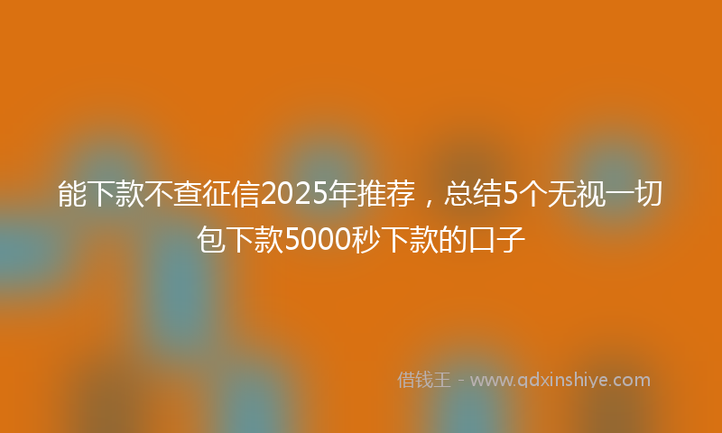 能下款不查征信2025年推荐，总结5个无视一切包下款5000秒下款的口子