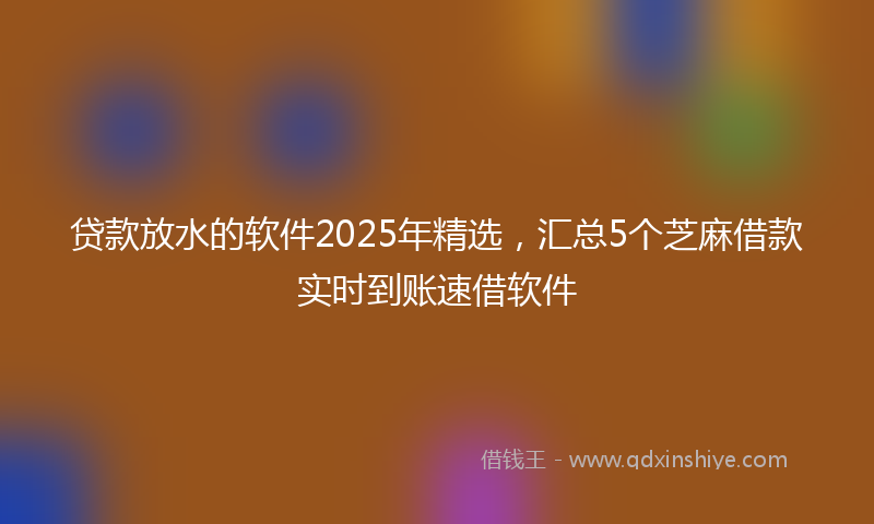 贷款放水的软件2025年精选，汇总5个芝麻借款实时到账速借软件