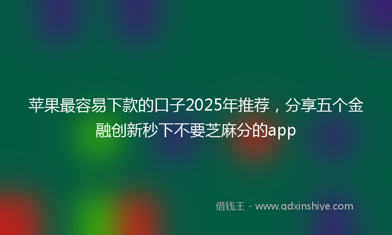 苹果最容易下款的口子2025年推荐，分享五个金融创新秒下不要芝麻分的app