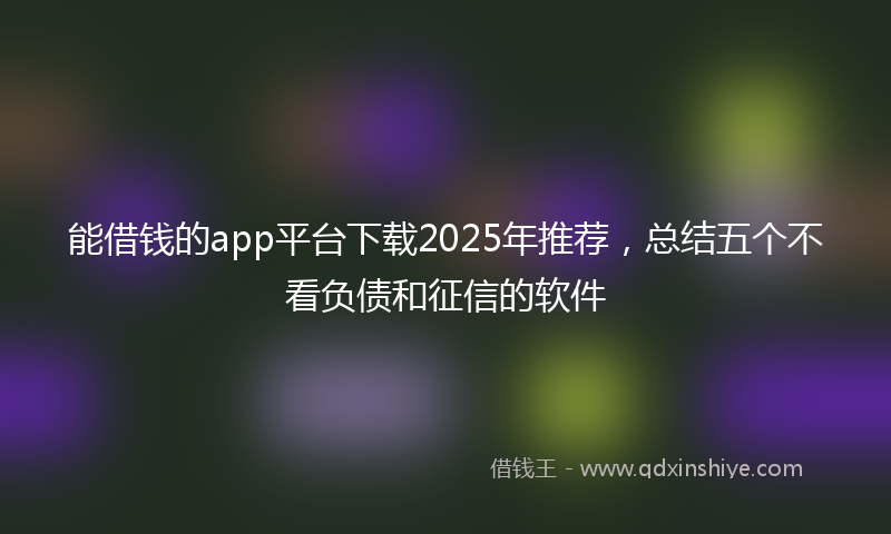 能借钱的app平台下载2025年推荐，总结五个不看负债和征信的软件
