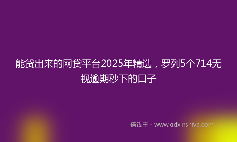 能贷出来的网贷平台2025年精选，罗列5个714无视逾期秒下的口子
