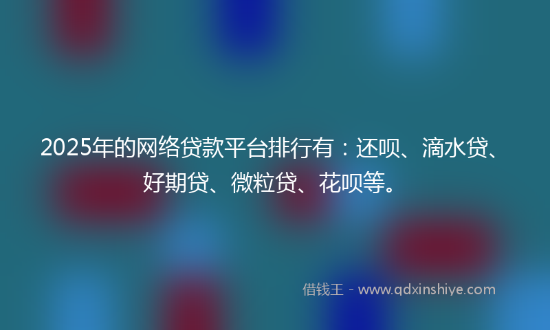 2025年的网络贷款平台排行有：还呗、滴水贷、好期贷、微粒贷、花呗等。
