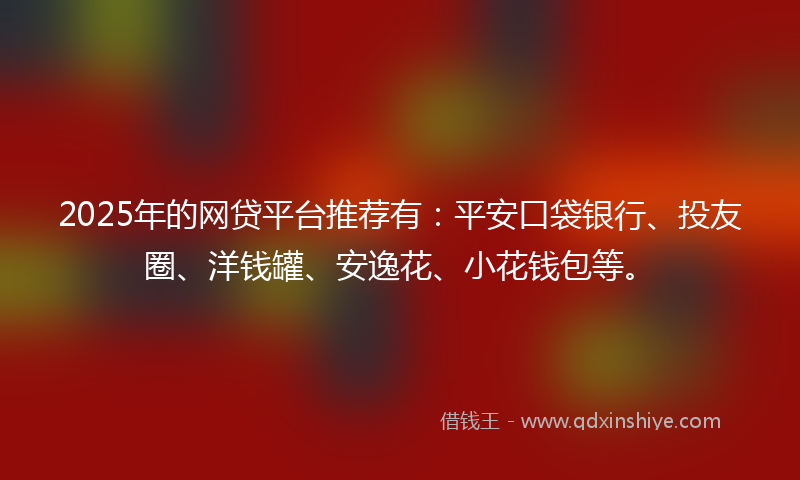 2025年的网贷平台推荐有：平安口袋银行、投友圈、洋钱罐、安逸花、小花钱包等。