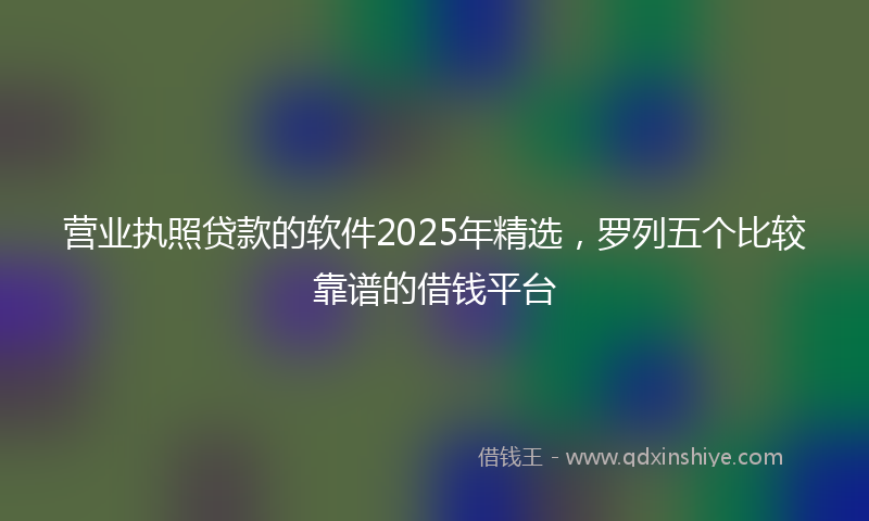 营业执照贷款的软件2025年精选，罗列五个比较靠谱的借钱平台
