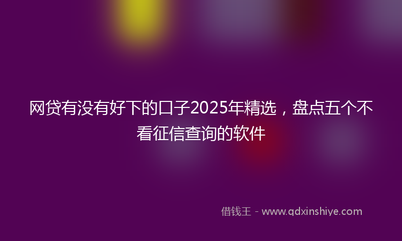 网贷有没有好下的口子2025年精选，盘点五个不看征信查询的软件