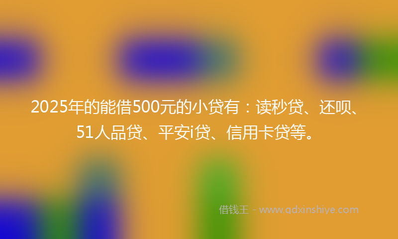 2025年的能借500元的小贷有：读秒贷、还呗、51人品贷、平安i贷、信用卡贷等。