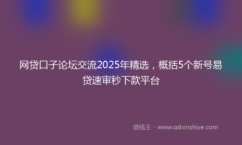 网贷口子论坛交流2025年精选，概括5个新号易贷速审秒下款平台