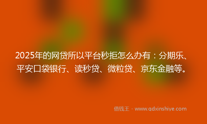 2025年的网贷所以平台秒拒怎么办有：分期乐、平安口袋银行、读秒贷、微粒贷、京东金融等。