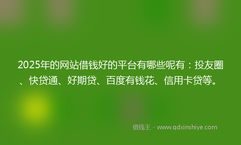 2025年的网站借钱好的平台有哪些呢有：投友圈、快贷通、好期贷、百度有钱花、信用卡贷等。