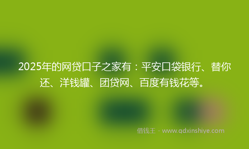 2025年的网贷口子之家有：平安口袋银行、替你还、洋钱罐、团贷网、百度有钱花等。