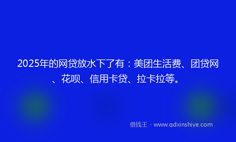 2025年的网贷放水下了有：美团生活费、团贷网、花呗、信用卡贷、拉卡拉等。
