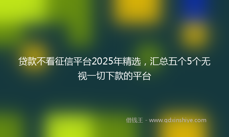 贷款不看征信平台2025年精选，汇总五个5个无视一切下款的平台