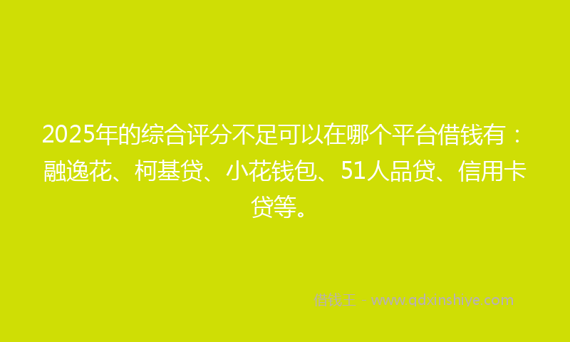 2025年的综合评分不足可以在哪个平台借钱有：融逸花、柯基贷、小花钱包、51人品贷、信用卡贷等。